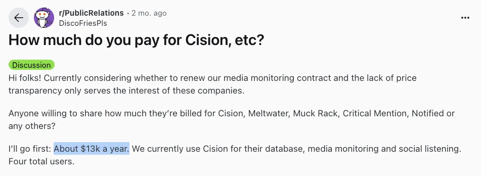 Cision Pricing