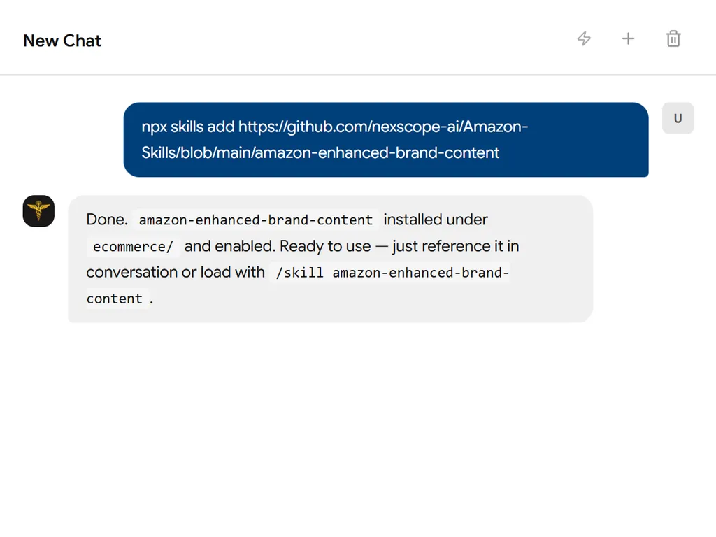a simple demonstration of the first step in using Amazon Enhanced Brand Content agent skill