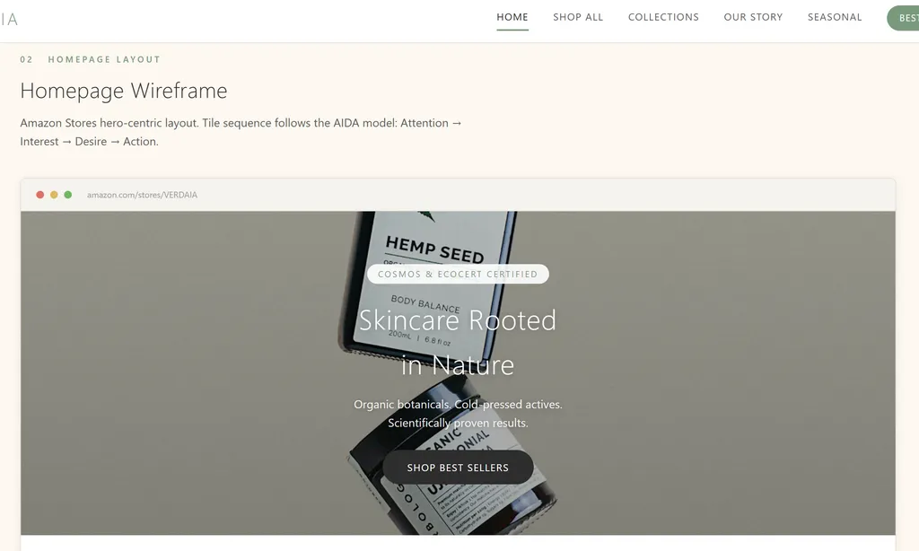 the demo of Amazon Storefront Designer Agent Skill