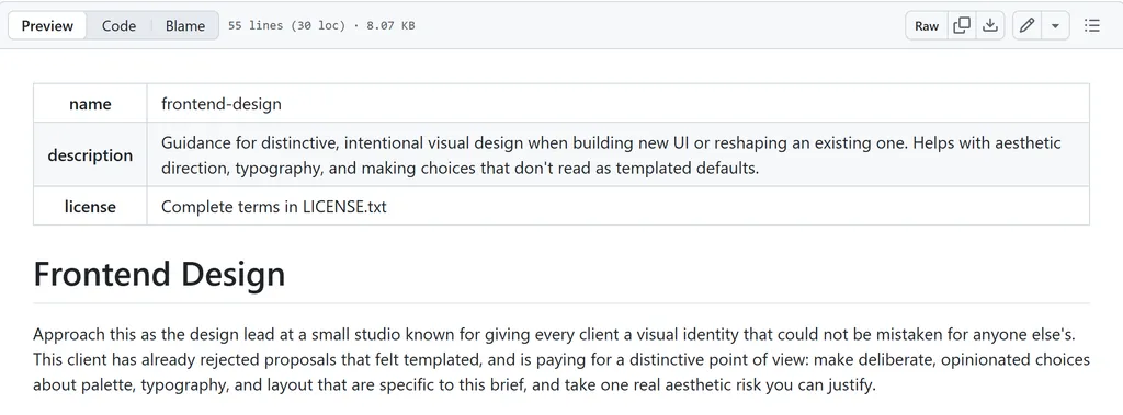 the introduction of Anthropic Frontend Design Agent Skill