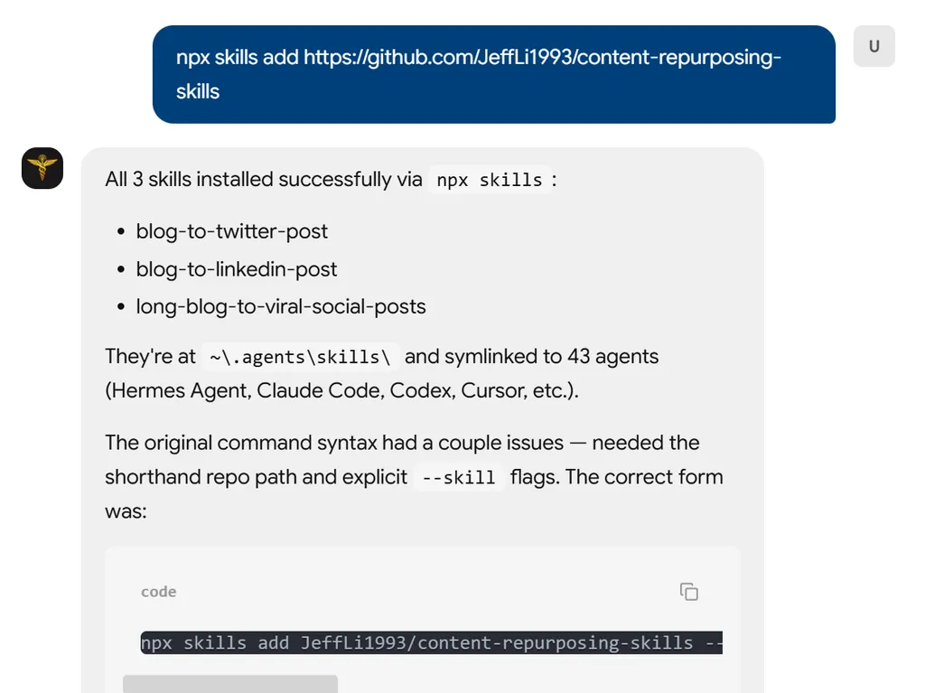 Content Repurposing Agent Skill step 1