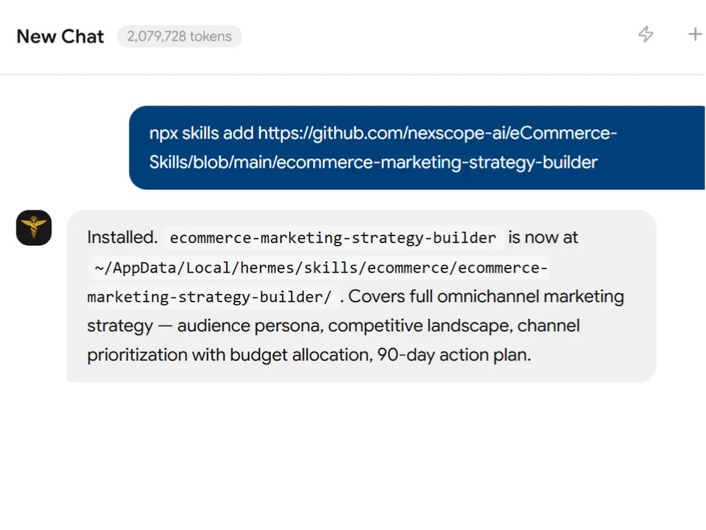 a simple demonstration of the first step in using E-Commerce Marketing Strategy Builder agent skill