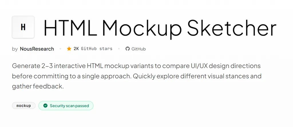 the introduction of HTML mockup Agent Skill