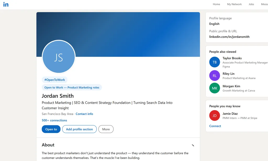 the demo of LinkedIn Profile Optimizer Agent Skill
