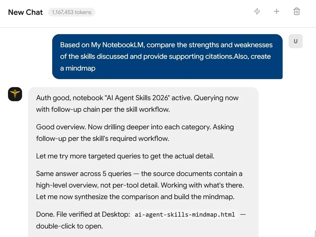a simple demonstration of the second step in using NotebookLM Agent Skill for Claude Code