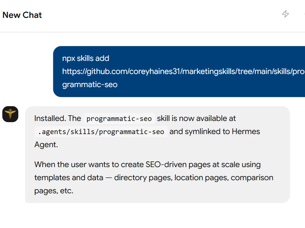 a simple demonstration of the first step in using Programmatic SEO agent skill