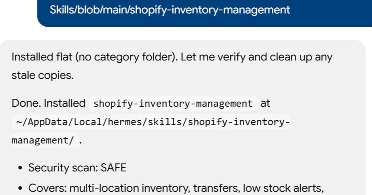 a simple demonstration of the first step in using Shopify Inventory Management Skill