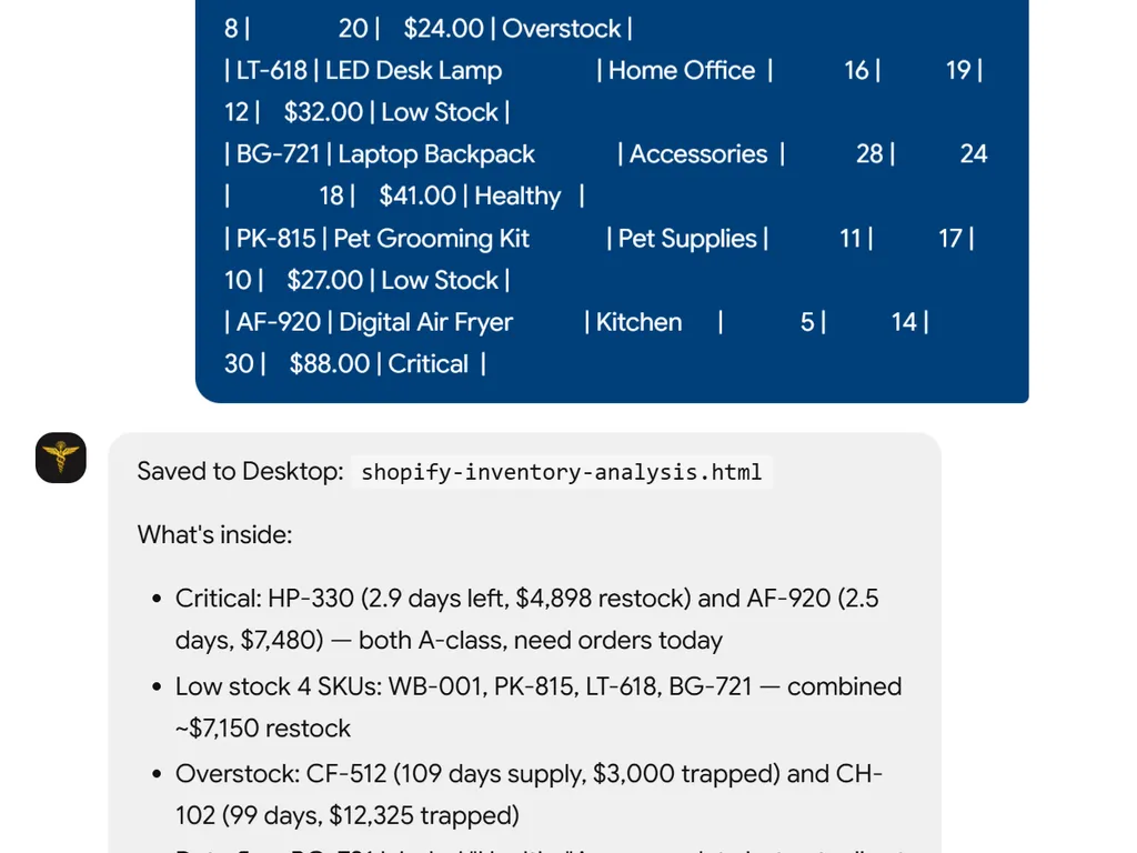 a simple demonstration of the second step in using Shopify Inventory Management Skill