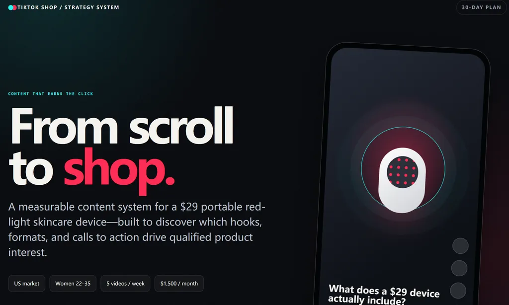 the demo of TikTok Content Strategy Skill