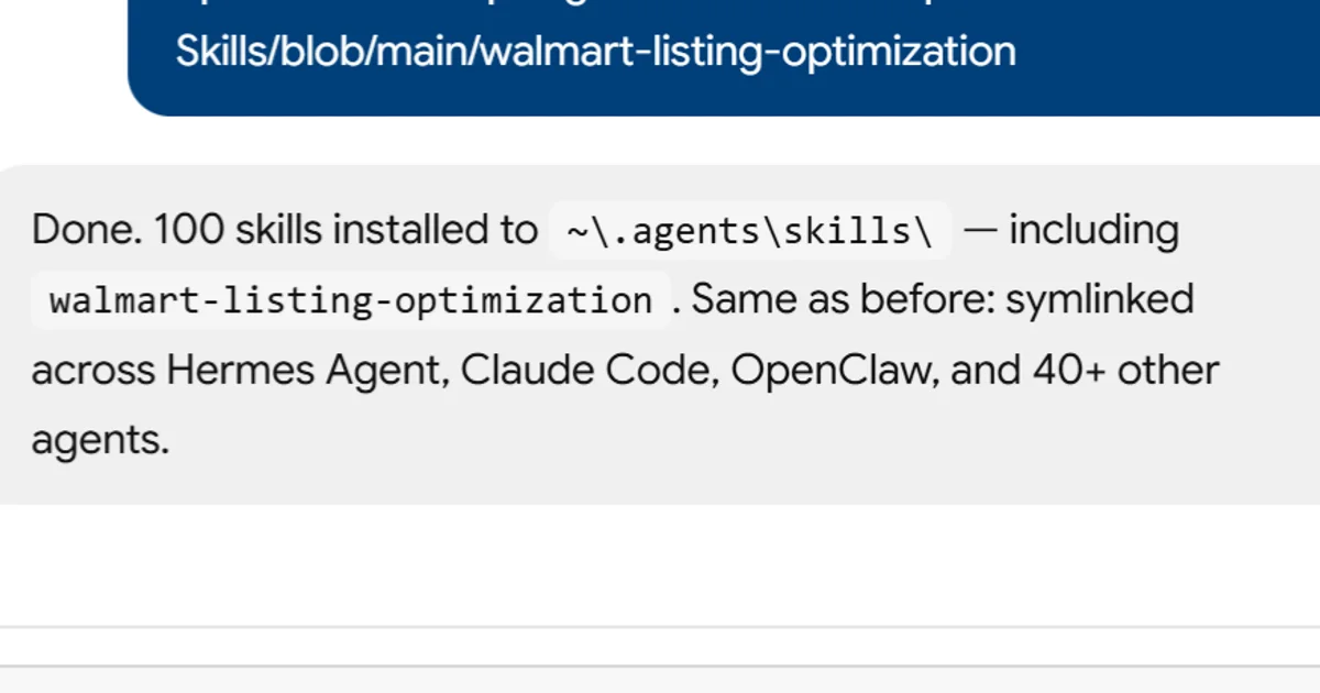 a simple demonstration of the first step in using Walmart Listing Optimization agent skill
