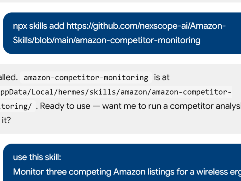 a simple demonstration of the first step in using Amazon Competitor Monitoring Skill
