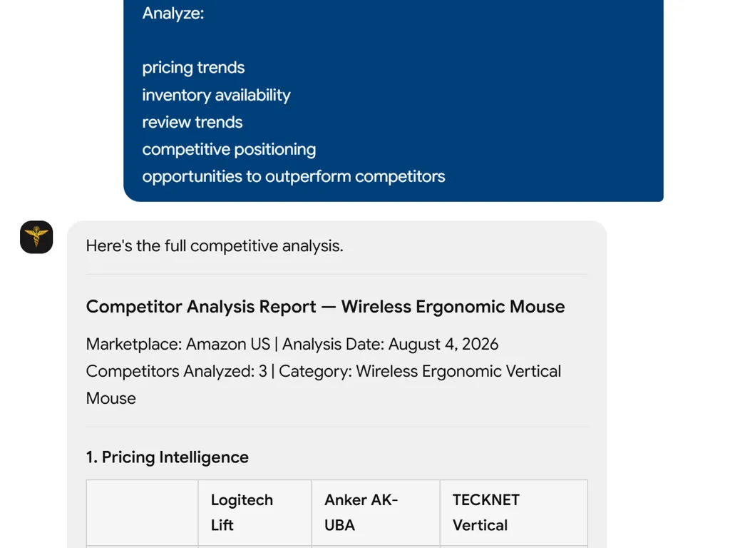 a simple demonstration of the second step in using Amazon Competitor Monitoring Skill