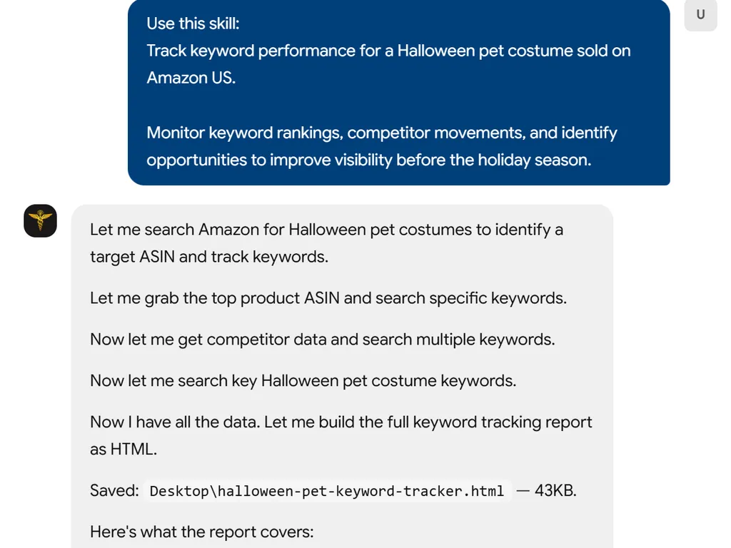 a simple demonstration of the second step in using Amazon Keyword Tracker Skill
