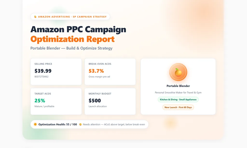 the demo of amazon ppc campaign builder and optimizer skill