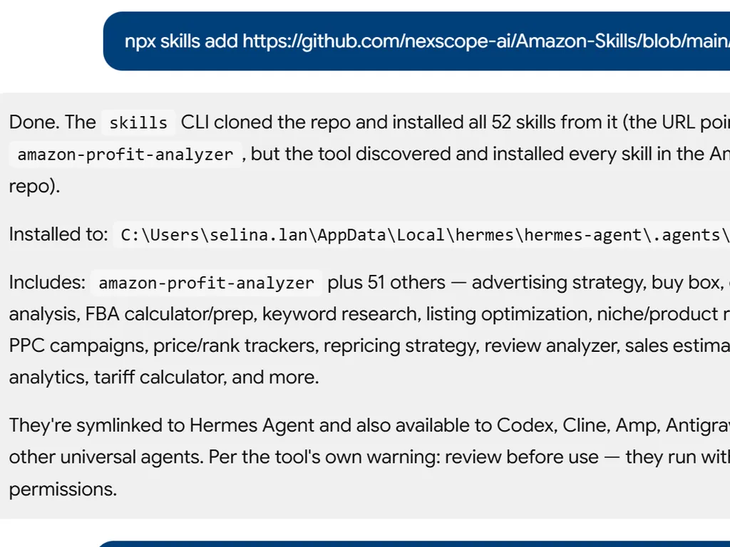 the step of amazon profit analyzer agent skill