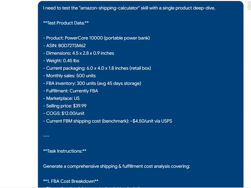 the step of amazon shipping calculator skill