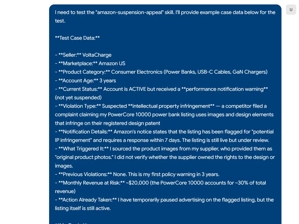 the step of amazon suspension appeal agent skill