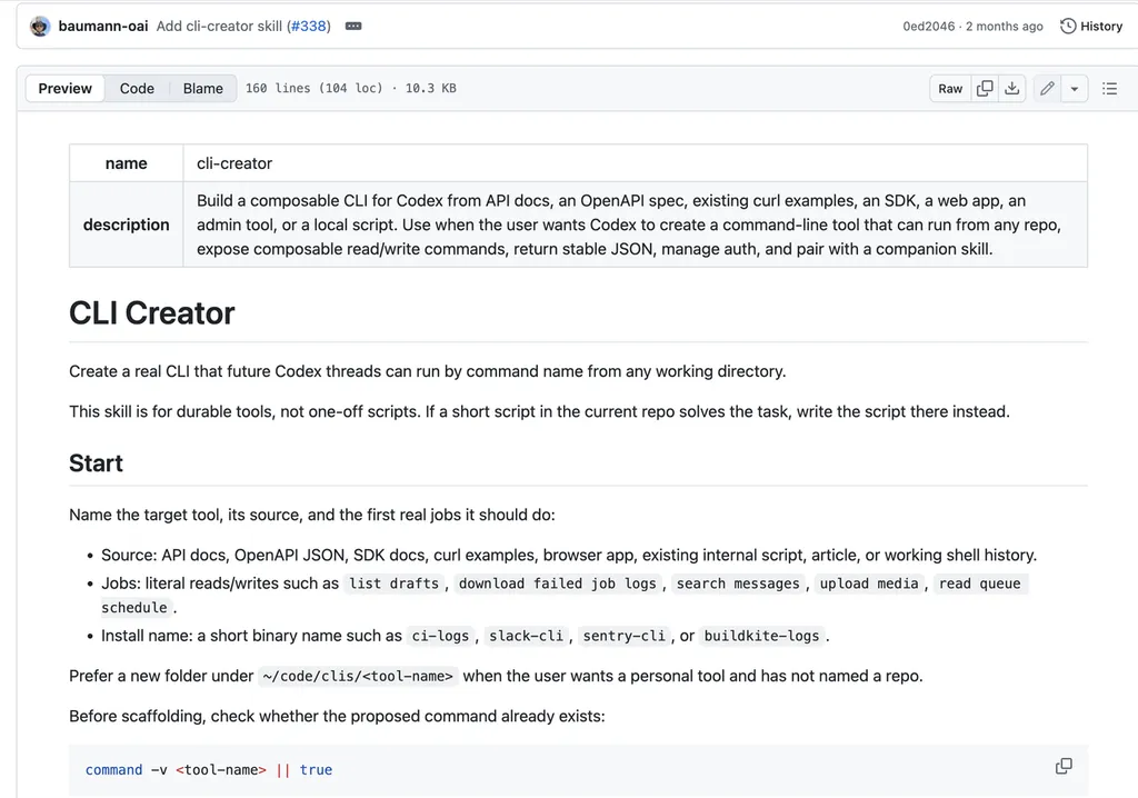 the screenshot of cli creator in GitHub