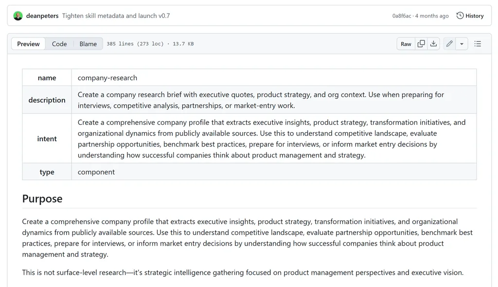 company research the screenshot of company research in github