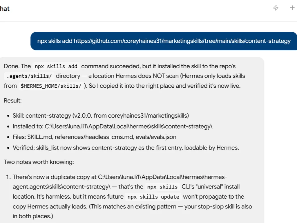 a simple demonstration of the first step in using Content Strategy Agent Skill