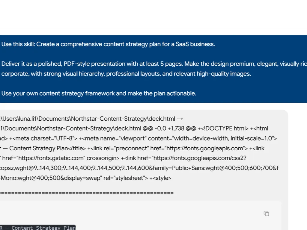 a simple demonstration of the second step in using Content Strategy Agent Skill