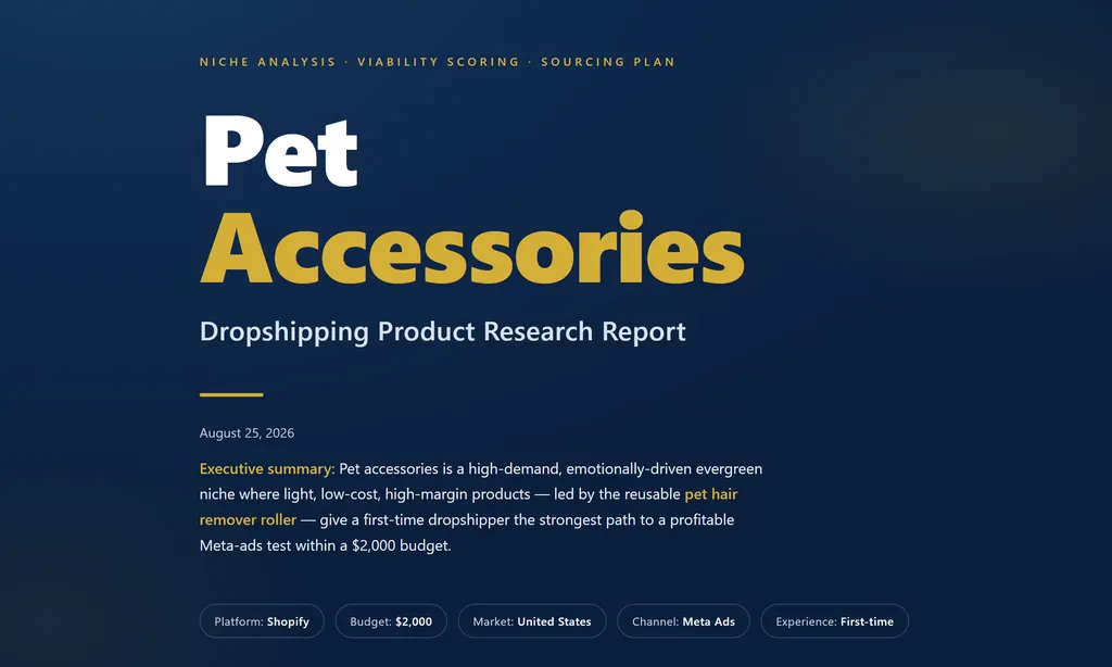 the demo of dropshipping product research skill