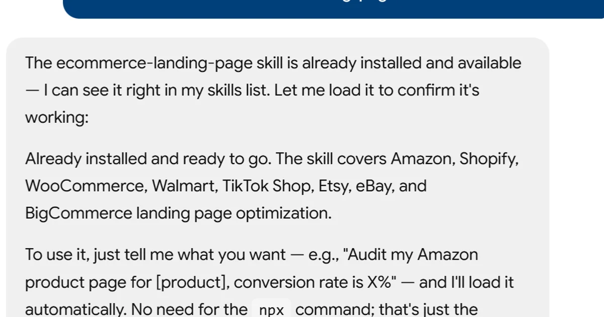 a simple demonstration of the first step in using Ecommerce Landing Page Optimizer