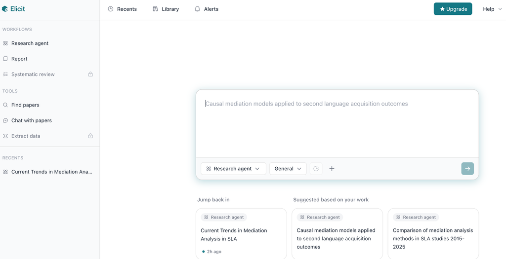 the screenshot of elicit interface