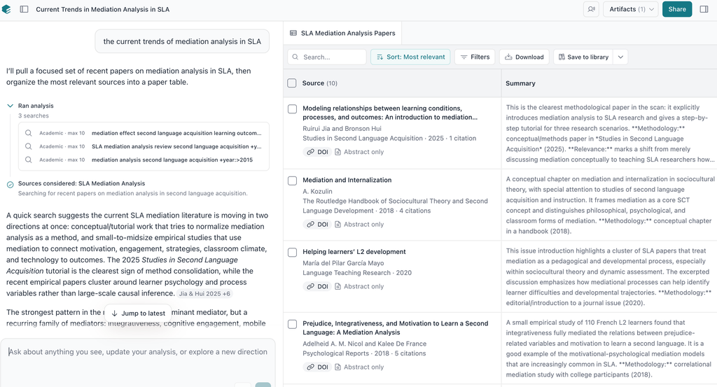 the screenshot of elicit interface