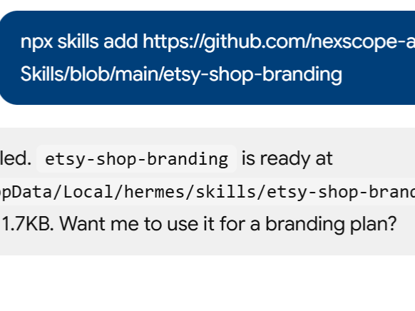 a simple demonstration of the first step in using Etsy Branding Skill