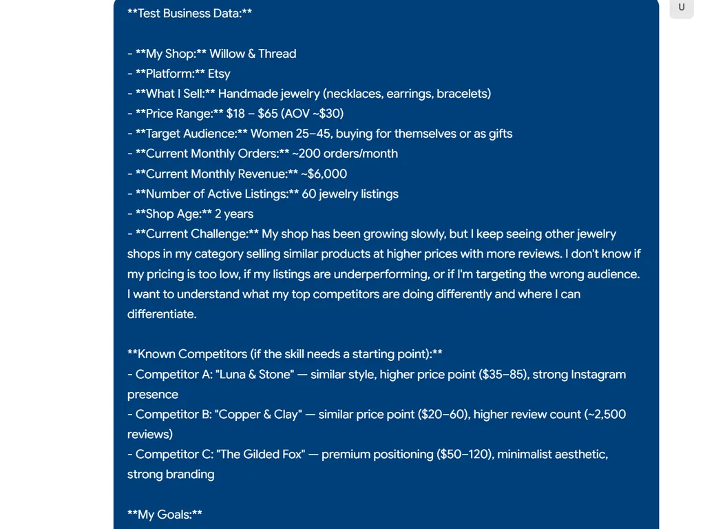 the step of etsy competitor analysis agent skill