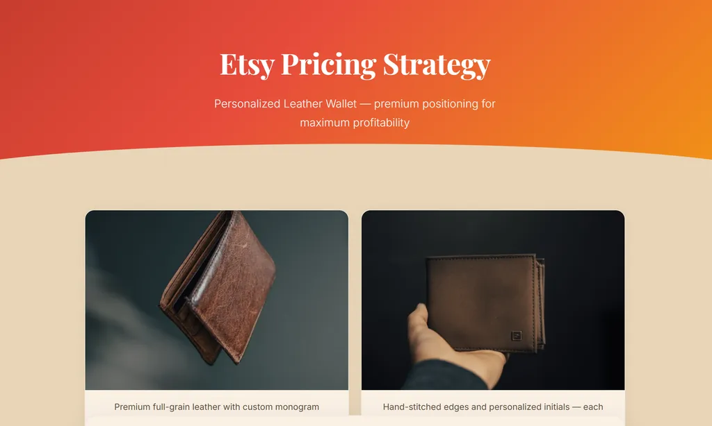 the demo of Etsy Pricing Strategy Skill