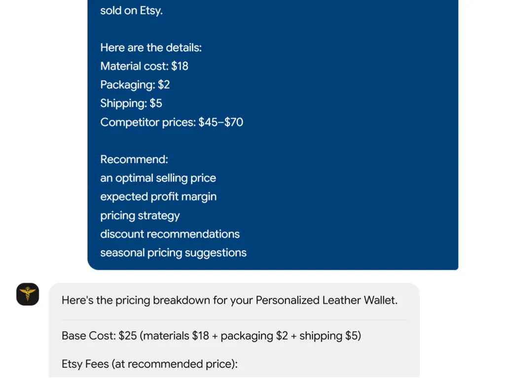 a simple demonstration of the second step in using Etsy Pricing Strategy Skill