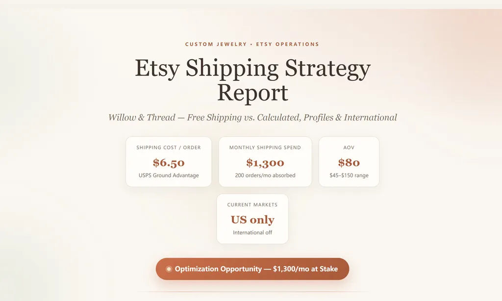 the demo of etsy shipping strategy agent skill