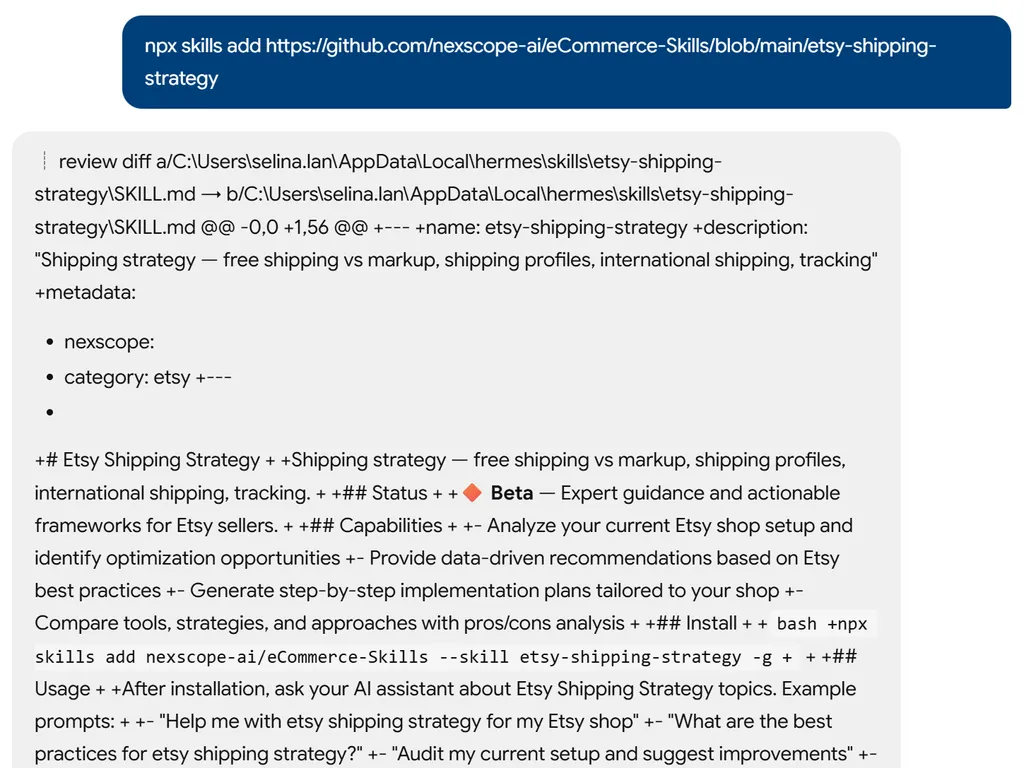 the step of etsy shipping strategy agent skill