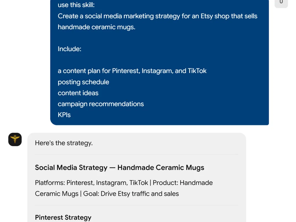 a simple demonstration of the second step in using Etsy Social Media Marketing Skill