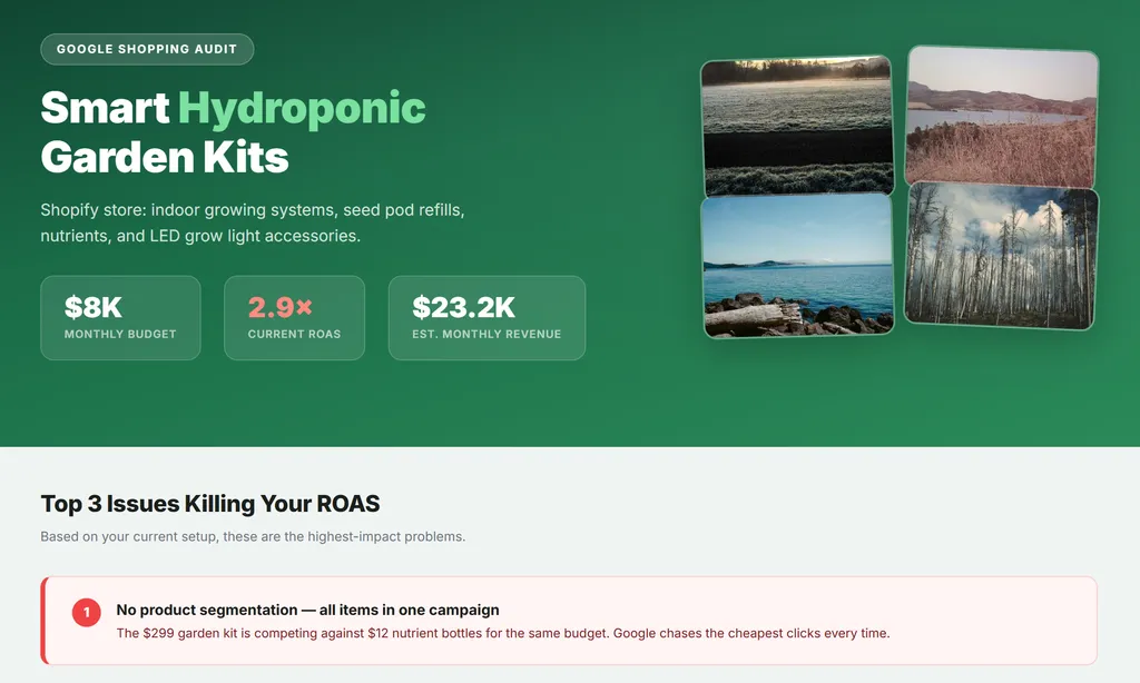 the demo of Google Shopping Optimization Skill