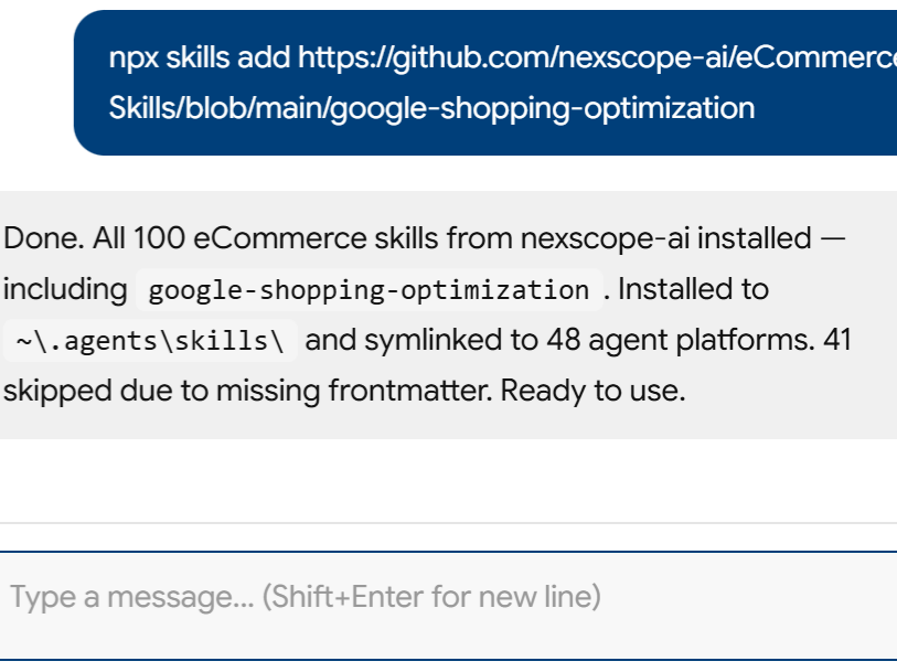 a simple demonstration of the first step in using Google Shopping Optimization Skill