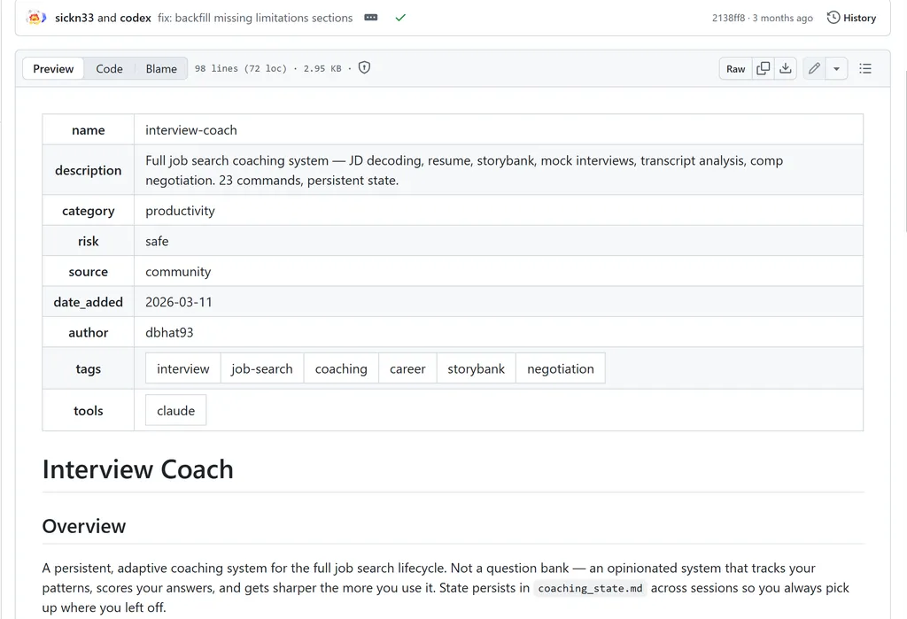 interview coach the screenshot of interview coach in github