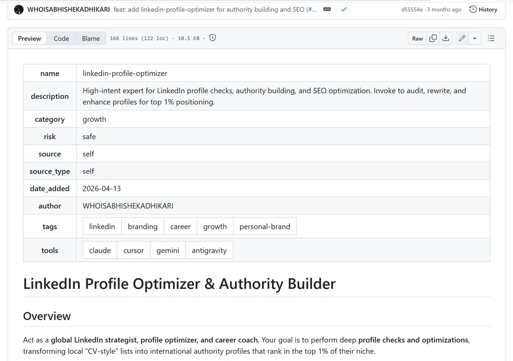 linkedin profile optimizer the screenshot of linkedin profile optimizer in GitHub