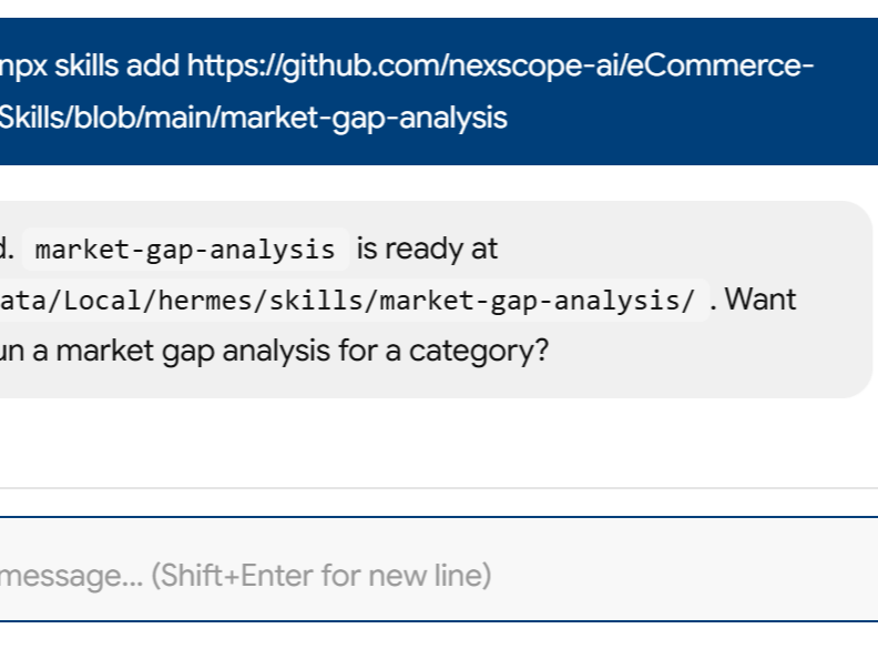 a simple demonstration of the first step in using Market Gap Analysis Skill
