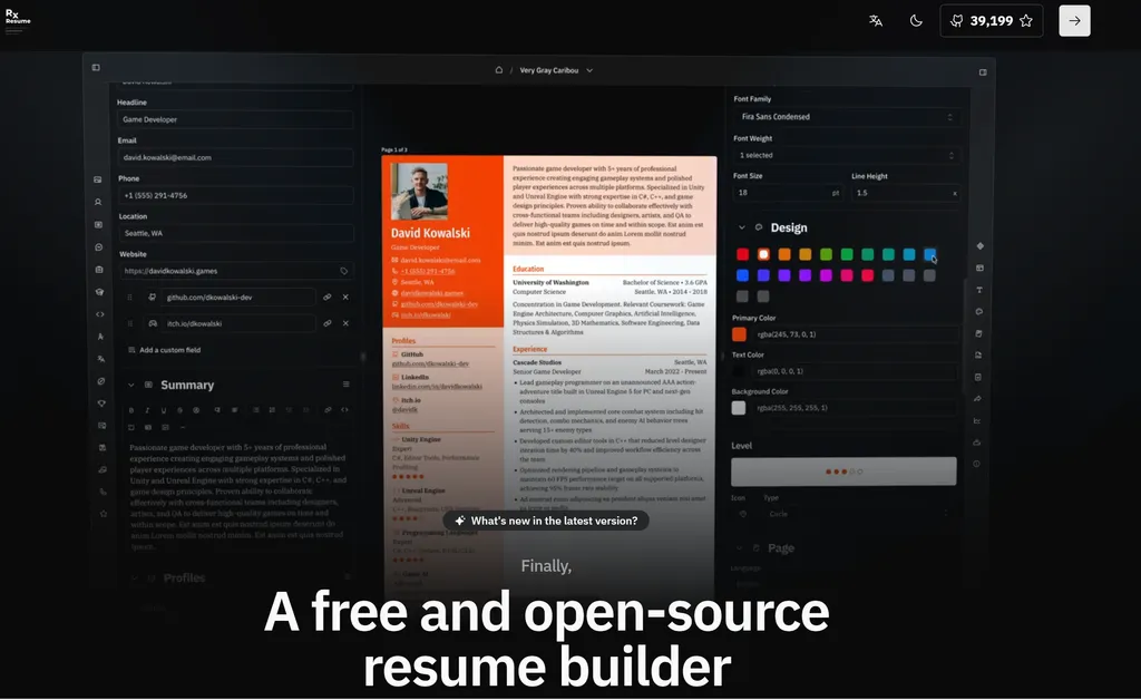 open source resume builder the screenshot of open source resume builder