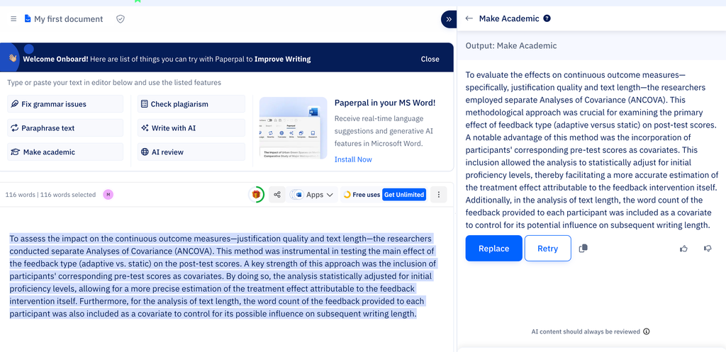 the screenshot of paperal interface