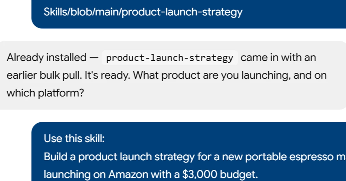 a simple demonstration of the first step in using Product Launch Strategy Skill