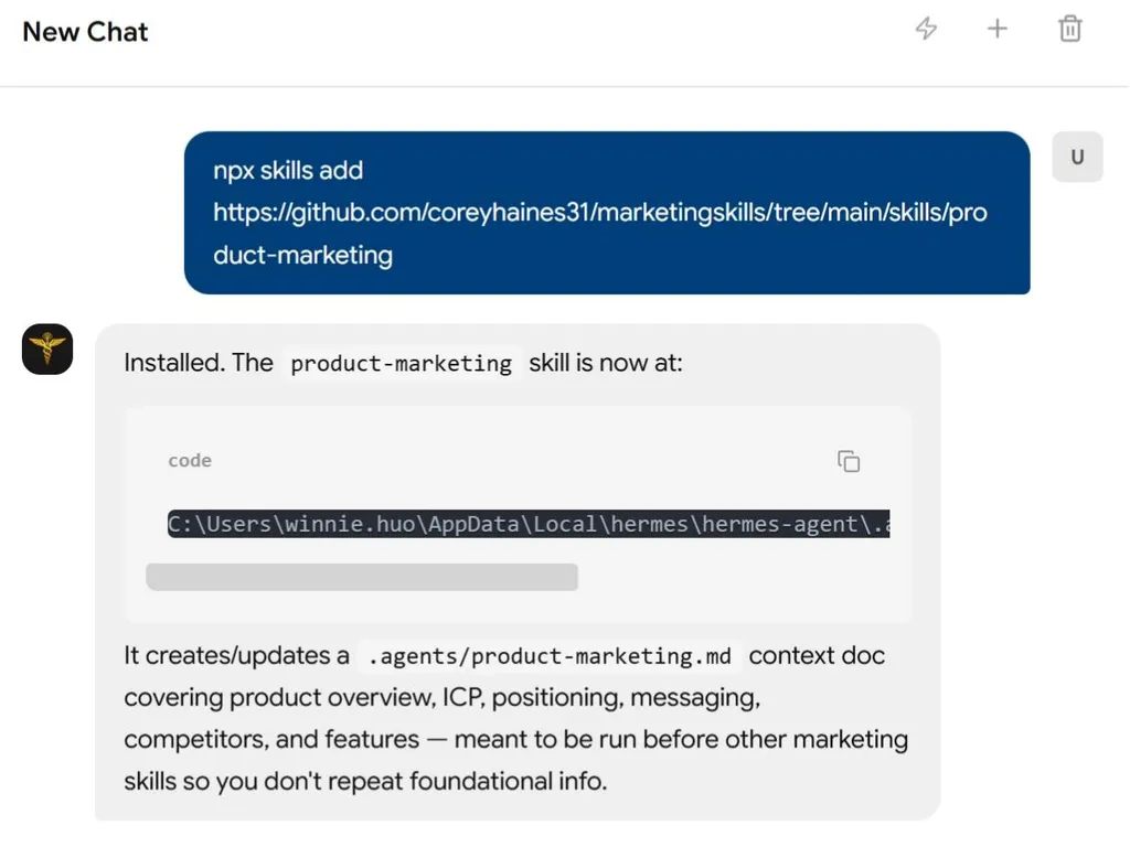 a simple demonstration of the first step in using Product Marketing Context
