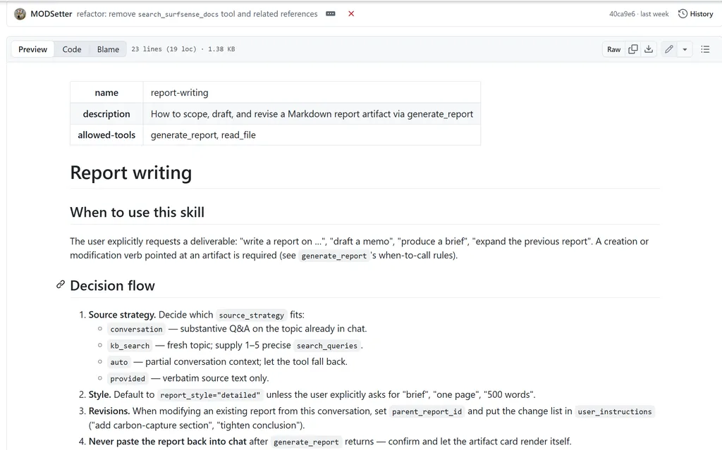 report skill GitHub the screenshot of report skill GitHub