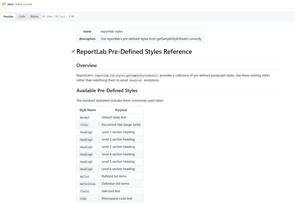 report skill GitHub the screenshot of report skill GitHub