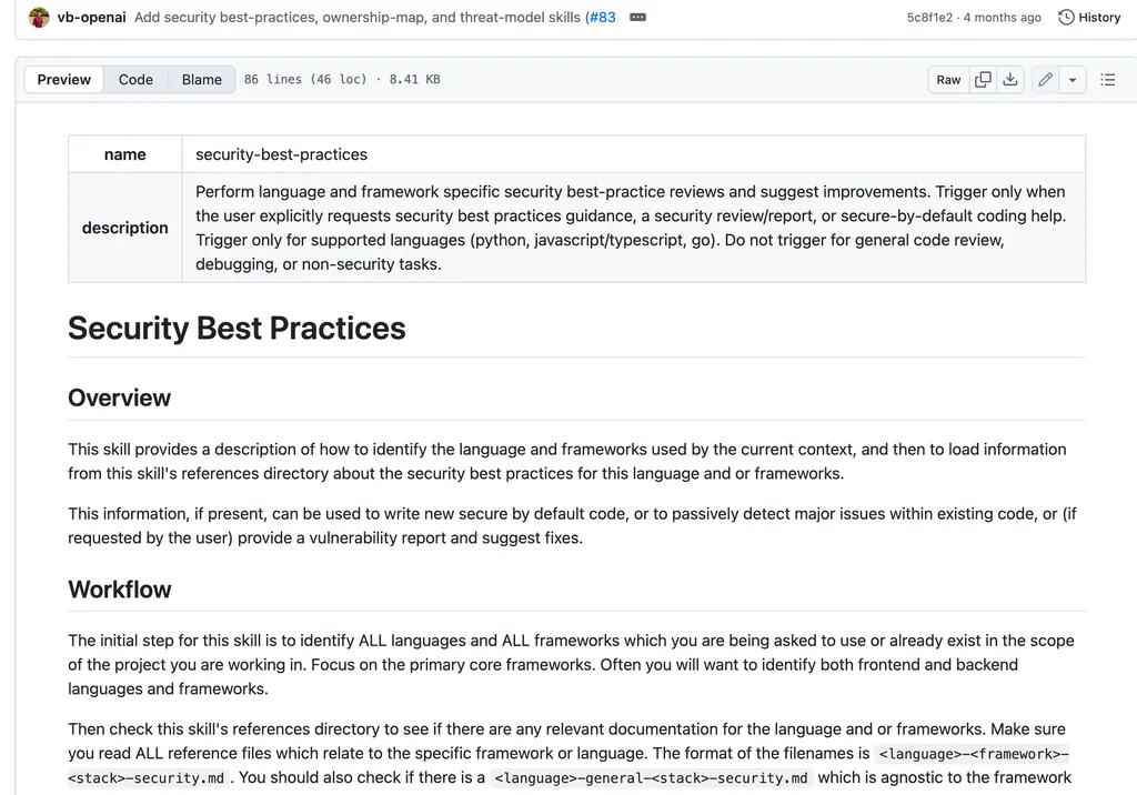 the screenshot of security best practices in GitHub