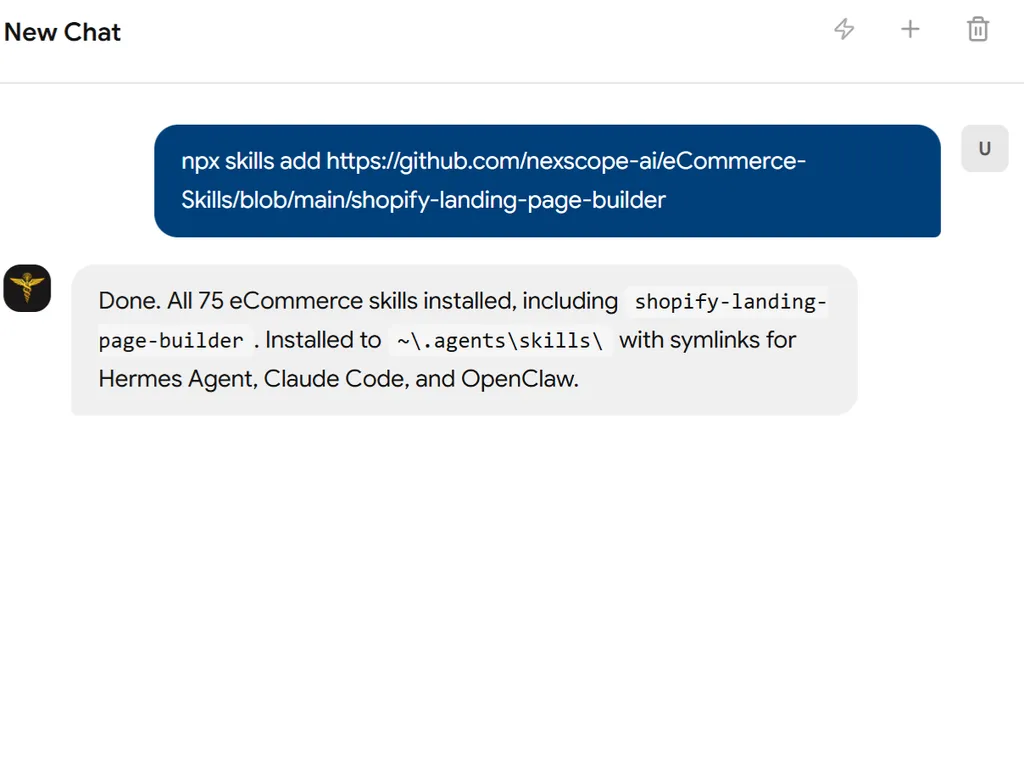 a simple demonstration of the first step in using Shopify Landing Pages agent skill
