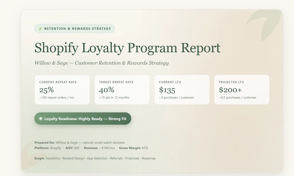 the demo of shopify loyalty program agent skill